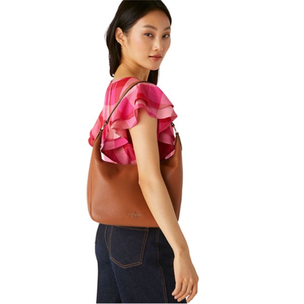 NWT Kate Spade ♠️ Warm Gingerbread Pebble Leather Leila Hobo Shoulder Bag